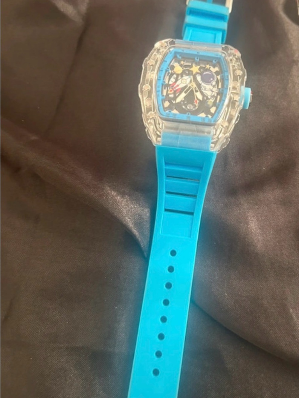 Blue Transparent Case Silicone Strap Watch - Unbranded